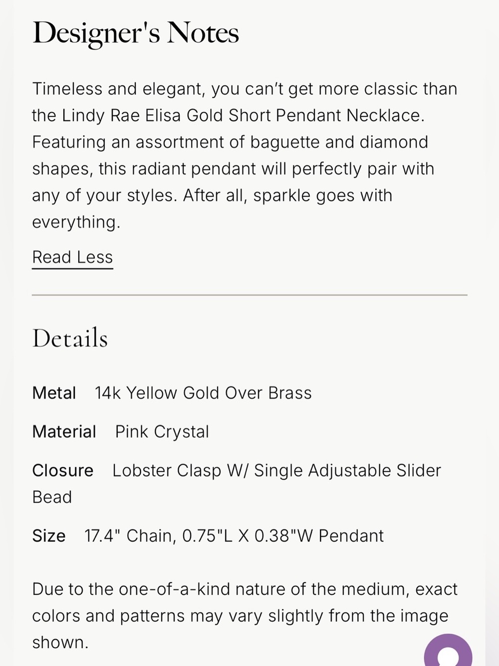 Kendra Scott Lindy Rae Elisa Gold Short Pendant Necklace - Picture 7 of 7